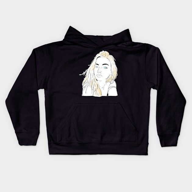 Beautiful girl looking at you - Blonde Black Kids Hoodie by Uwaki